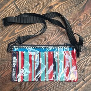 Harbour Island Canvas Sailbags Red, Blue and aqua crossbody bag. From Bahamas
